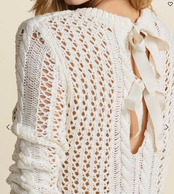 VENUS Sweaters - New with tags, VENUS Bow Tie Crochet Sweater, Cream, Size XL
